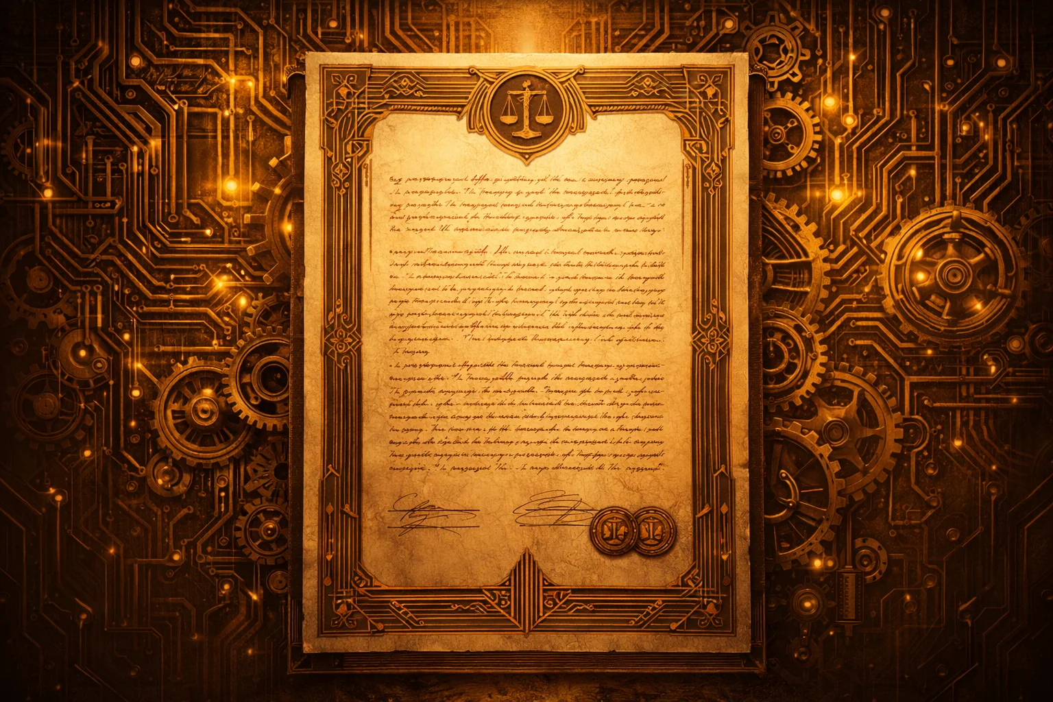 Art deco illustration of legal documents